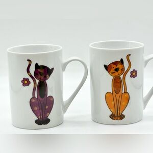 Set of 2 Axentia living culture cat mugs